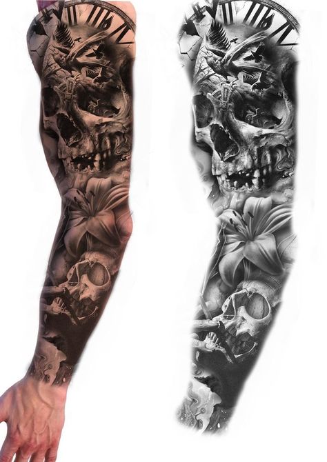 Unique Arm Sleeve Tattoos, Tattoos For Guys Unique, Arm Sleeve Tattoos For Guys, Arm Sleeve Tattoo For Men, Sleeve Tattoo For Men, Bushido Tattoo, Forearm Cover Up Tattoos, Tattoo Homme, Arm Sleeve Tattoo