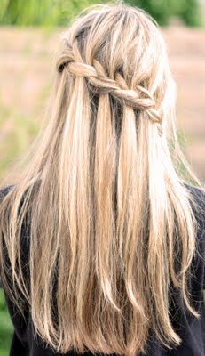 side ways waterfall braid Cascade Braid, Waterfall Braid Tutorial, Diy Wedding Hair, Waterfall Braid, Fishtail Braid, Long Blonde, Long Blonde Hair, Hair Envy, Great Hair