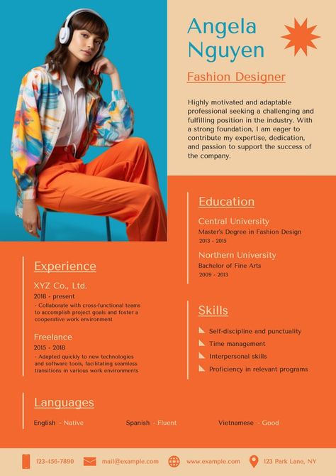 Fashion designer resume template, editable design | premium image by rawpixel.com / Darakoon Jaktreemongkol Fashion Designer Resume, Person Template, Fashion Resume, Business Resume, Interpersonal Skills, Tattoo Graphic, Best Resume, Bachelor Of Fine Arts, Best Templates