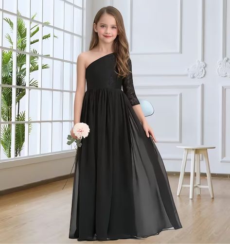 DressMeet - Etsy Black Gown Elegant Classy, Black Junior Bridesmaid Dress, Girl Wedding Dress, Black Flower Girl Dress, Lace Flower Girl Dress, First Communion Dress, Junior Bridesmaid Dress, Flower Girl Dress Lace, Stunning Wedding Dresses