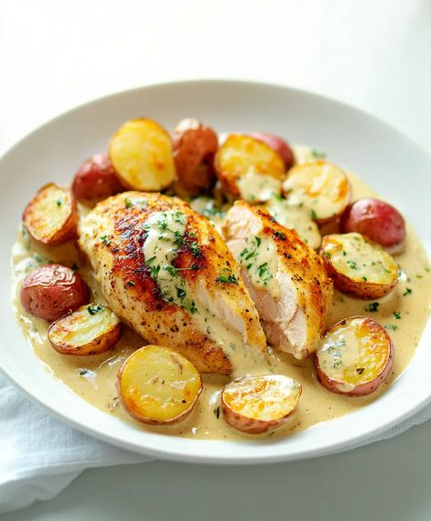 Chicken And Potatoes With Dijon Cream Sauce Recipe - avarecipes.com Dijon Cream Sauce, Cream Sauce Recipe, Cream Sauce Recipes, Chicken And Potatoes, Cream Sauce, Sauce Recipe, Dijon, Sauce Recipes, Sauce