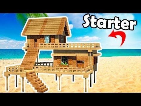 Minecraft Beach House, Construction Minecraft, Minecraft Starter House, Modern Minecraft Houses, Minecraft Tutorials, Minecraft Houses Survival, Starter House, Minecraft Things, House Tutorial