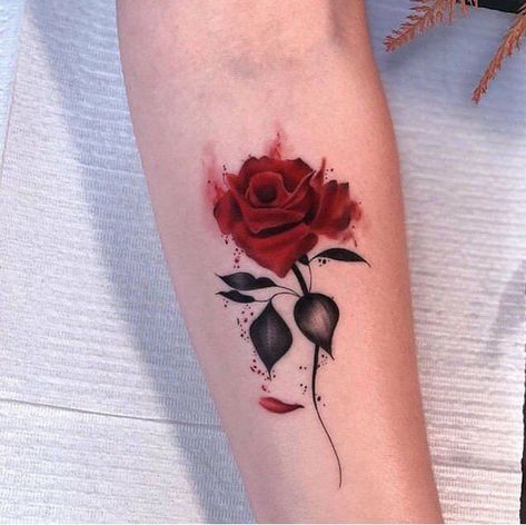 Best Rose Tattoo, Floral Watercolor Tattoo, Watercolor Rose Tattoos, Best Rose, Rose Tattoos For Men, Rose Tattoos For Women, Blue Rose Tattoos, Hand And Finger Tattoos, Red Rose Tattoo