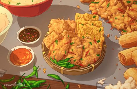 Indonesian Food Illustration, Telur Gulung, Food Illustration Design, Food Infographic, Kawaii Cooking, K Food, Food Cartoon, Watercolor Food, Cute Food Art