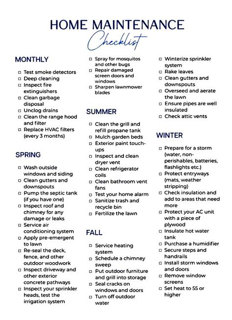 Home Maintenance Calendar, Winter Home Maintenance Checklist, High Maintenance Checklist, Yearly Home Maintenance Checklist, Yearly Home Maintenance, Homeowner Checklist, Goal Sheets, Winter Checklist, Cleaning Checklists