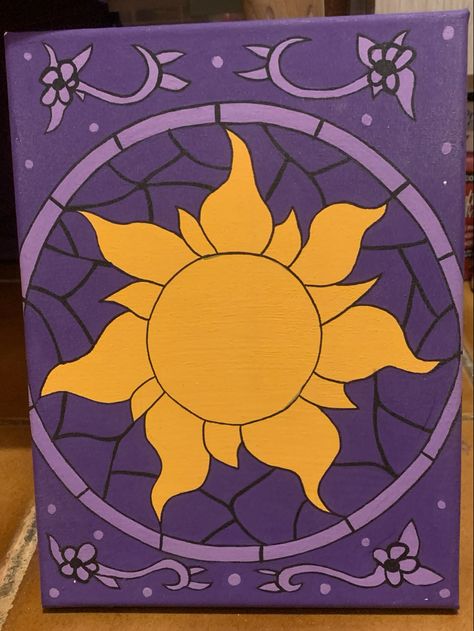 Easy Princess Painting, Easy Canvas Painting For Beginners Ideas, Small Disney Paintings, Tv Show Painting Ideas, Disney Easy Paintings, Disney Themed Paintings, Rapunzel Painting Ideas, Painting Ideas Stitch, Disney Inspired Paintings