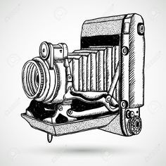 Camera Doodle, Hipster Doodles, Camera Illustration, Traditional Tattoo Old School, Camera Drawing, Finger Tats, Art Sketches Doodles, Camera Art, Art Drawings Sketches Pencil