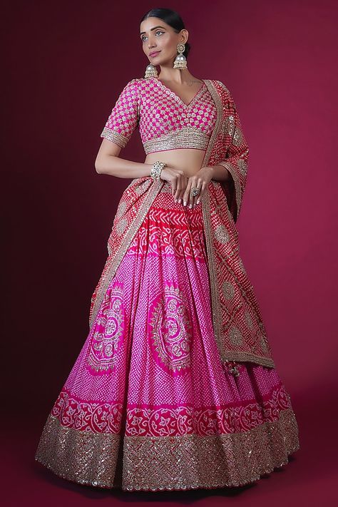 Silk Bandhani Lehenga, Bandhani Lehenga, Classy Girl, Bridal Lehenga Choli, Lakme Fashion Week, High Quality Dress, Quality Dresses, Indian Fashion Designers, Pernia Pop Up Shop