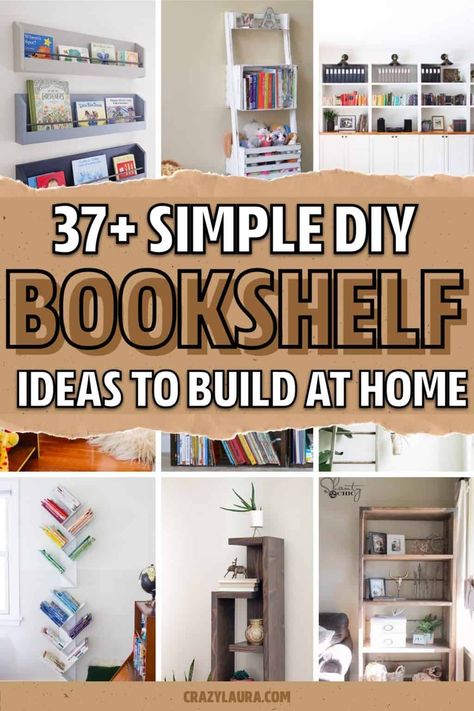 Want to build your own DIY bookshelf but need some inspiration to get started? These shelving tutorials and plans will help you make yours perfect the first time around! Bookshelf Out Of Crates, Creative Bookcase Ideas, Diy Nursery Bookshelf, Creative Book Display, Diy Wall Bookshelf, Bookshelf Diy Ideas, Wall Book Shelf Ideas, Build Bookshelves, Bookshelf Ideas Bedroom