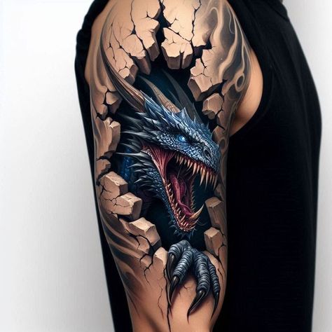 Japanese Dragon Tattoos Color, Japanese Dragon Tattoo Designs For Men, Realistic Dragon Tattoo, Dragon Tattoo Realistic, Tato 3d, 30 Tattoo, Men Tattoos Arm, Tattoos Arm Sleeve, Realistic Dragon