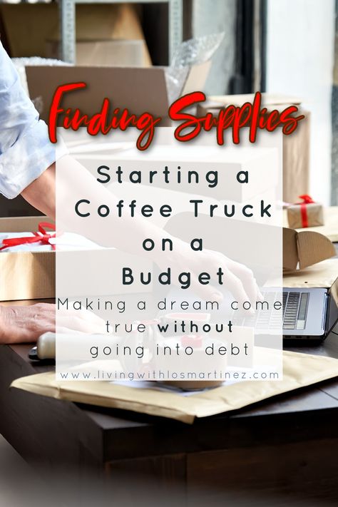 How to find supplies when starting a coffee truck or coffee trailer on a budget. The next installment in our How To Start a Coffee Truck on a budget series. We're working on financial freedom by starting a small business without going into debt to do it. coffee trailer, coffee truck, small business, how to, budget, debt free, dave ramsey, coffee supplies, financial freedom Starting A Coffee Shop, Starting A Small Business, Mobile Coffee Shop, Opening A Coffee Shop, Coffee Van, Coffee Trailer, Coffee Shop Business, Small Coffee Shop, Coffee Supplies