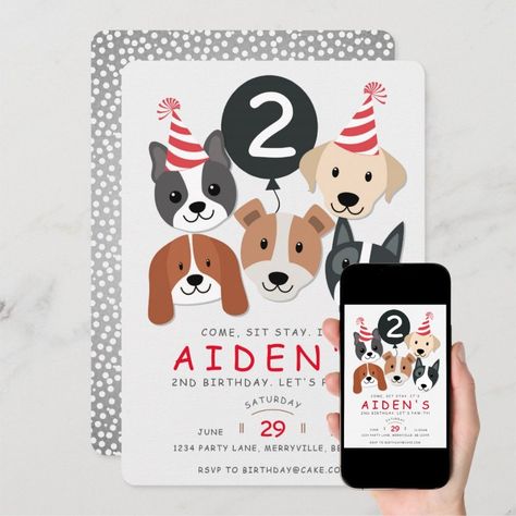 Dog Birthday Invitation  Zazzle Dog Bday, Dog Themed Birthday, Dog Birthday Invitations, Puppy Pawty, Dog Themed Birthday Party, Puppy Birthday Party, Dog Themed Parties, Puppy Birthday Parties, 21st Birthday Invitations