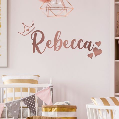 Bedroom For Girls Kids, Name Wall Stickers, Font Guide, Wall Stickers Quotes, Boy Girl Bedroom, Design Stickers, Quote Decals, Design Name, Princess Crown