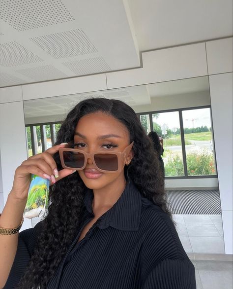 Black woman, selfie, sunglasses Sunglasses For Black Woman, Black Woman Sunglasses, Black Sunglasses Women Classy, Black Women Sunglasses, Classy Sunglasses Women, Sunglasses Black Women, Black Women Streetwear, Selfie Sunglasses, Black Sunglasses Women