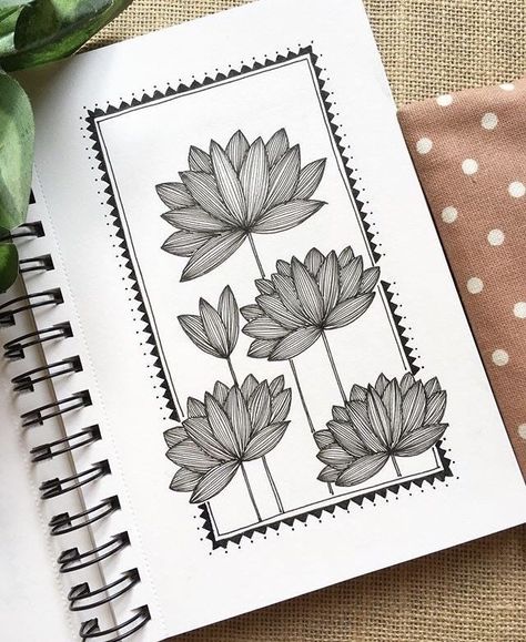 Drawing Mushrooms, Pen Art Doodle, Lockdown Art, Plant Doodles, Modele Zentangle, Lotus Drawing, Fish Illustrations, Flower Doodle, Doddle Art