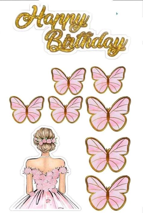 Butterfly Cake Topper Printable, Butterfly Theme Cake, Debut Cake, Sonic Birthday Cake, Barbie Doll Birthday Cake, Birthday Wishes For Lover, Diy Cake Topper Birthday, Doll Birthday Cake, Butterfly Cake Topper