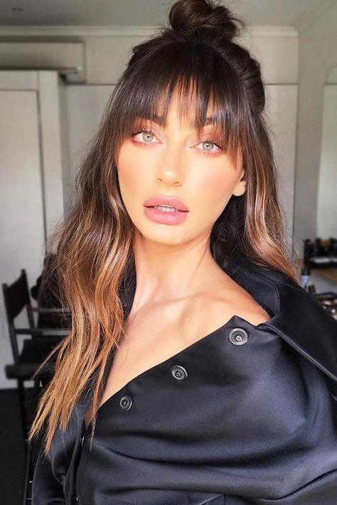 #longhair How To Style Bangs, Fringe Hairstyles, Wispy Bangs, Long Hair With Bangs, Haircuts For Long Hair, Short Hair With Bangs, Haircuts With Bangs, Half Up, Hairstyles With Bangs