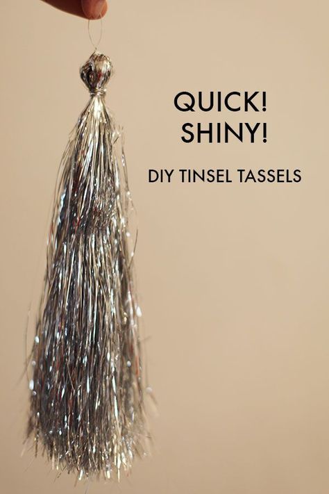 How to make tinsel tassels from Christmas tree icicles. | Mighty Girl Christmas Tree Icicles, Diy Tinsel, Julkransar Diy, Mighty Girl, Christmas Tinsel, Christmas Time Is Here, Simple Holidays, Noel Christmas, Holiday Inspiration