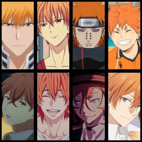 Anime Character With Orange Hair, Orange Haired Anime Characters, Orange Hair Anime Characters, Character Hair, Hair Boy, Hair Anime, Anime Crossover, Orange Hair, Ginger Hair