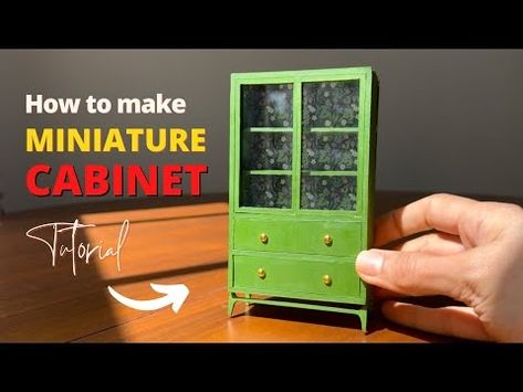 DIY Miniature Cabinet | Dollhouse Furniture | Tutorial for Beginners - YouTube Faux Cabinet, Cabinet Dollhouse, Dollhouse Makeover, Dollhouse Furniture Tutorials, Dollhouse Cabinet, Gothic Dollhouse, Cabinet Faces, Miniatures Diy, Dollhouse Diy