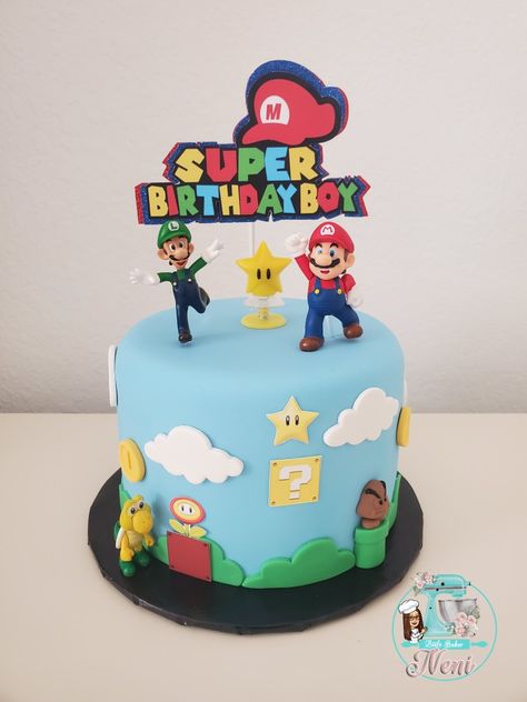 Simple Mario Cake, 2023 Birthday, Mario Birthday Cake, Birthday Cake Tutorial, Super Mario Cake, Mario Cake, Super Mario Party, Mario Birthday, Mario Party