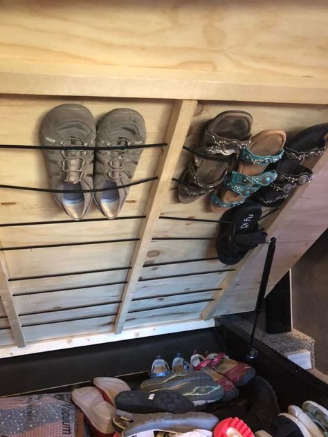 Camper Organization Rv Living, Camper Organization Travel Trailers, Rv Storage Solutions, Beach Hacks Tips And Tricks, Camper Interior Design, Caravan Makeover, Camper Trailer Remodel, Rv Camping Tips, Camper Organization