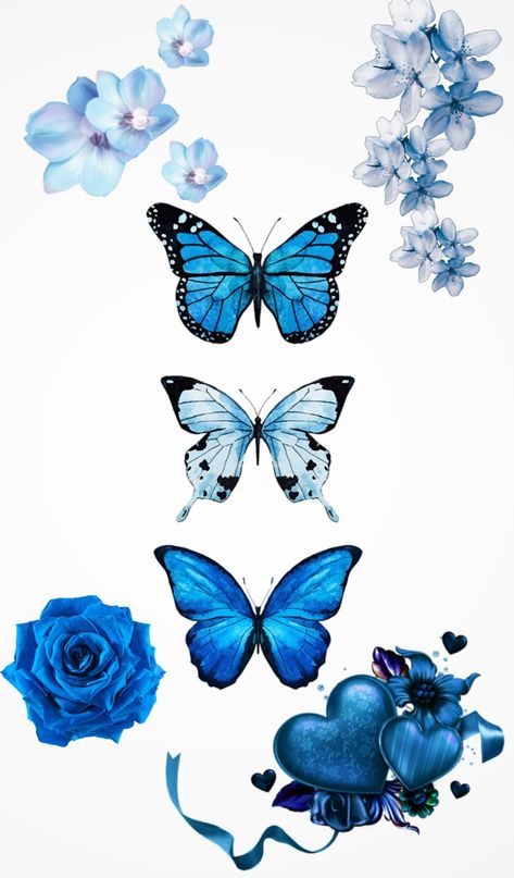 Blue butterflies Blue Butterfly Neck Tattoo, Tattoo Blue Butterfly, Baby Blue Butterfly, Butterfly With Feather Tattoo, Blue Butterfly Tattoo Designs, Blue Ink Butterfly Tattoo, Blue Butterfly Drawing, Blue Monarch Butterfly Tattoo, Blue Butterfly Tattoo Arm