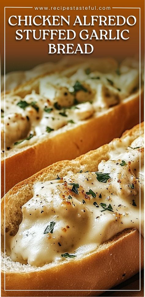 This delicious Chicken Alfredo Stuffed Garlic Bread Sub is a cheesy, garlicky delight that will become your new obsession! Perfect for a quick weeknight dinner or a fun weekend treat. Alfredo Garlic Bread, Stuffed Garlic Bread, Creamy Alfredo Sauce, Cheese All, Breaded Chicken, Chicken Alfredo, Quick Weeknight Dinners, Delicious Chicken, New Obsession