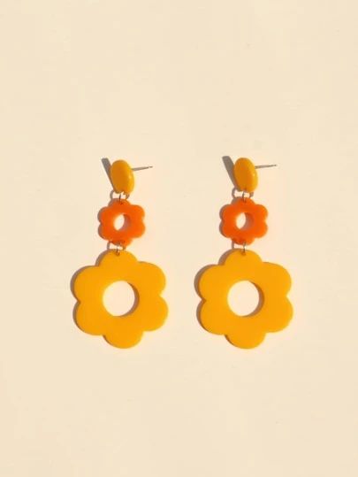 70s Themed Earrings, Orange Earrings Clay, 70s Clay Earrings, Fimo Ideas Jewelry, Orange Clay Earrings, Fun Earrings Unique, 70s Earrings, Clay Flower Earrings, Fimo Earrings