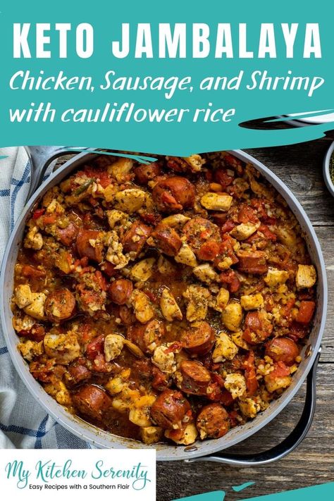 All the wonderful flavors of jambalaya without all the carbs! Easy and delicious! Low Carb Jambalaya, Keto Jambalaya, Easy Low Carb Dinner, Sausage Shrimp, Jambalaya Recipe, Low Carb Dinner Recipes, Shrimp And Cauliflower Rice, Shrimp And Cauliflower, Low Carb Meals Easy