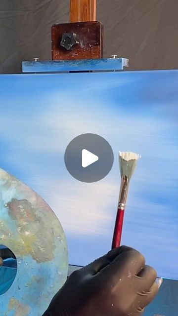 Sky Art Tutorial, Painting Skies In Acrylic, Painting Sky Acrylic, How To Paint Sky Acrylics, Acrylic Painting Techniques Tutorials, How To Paint A Sky, Painting Sky Clouds, How To Make Clouds Painting, How To Paint Clouds Acrylic