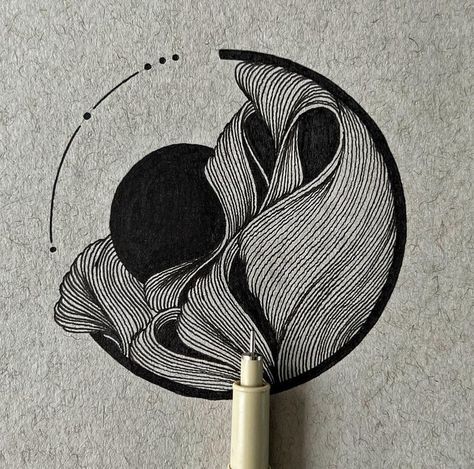 Cool Abstract Drawings, Ink And Acrylic Painting, Abstract Pen Drawings, Black Ink Pen Drawings, Doodle Abstract Art, Fineliner Drawing Ideas, Ink Drawings Ideas, Line Art Tattoo Abstract, Black Pen Drawing Artworks