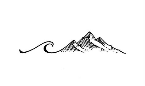 Wave And Sun Tattoo, Moutain Tattoos, Unique Half Sleeve Tattoos, Marquesan Tattoos, Tattoos For Women Half Sleeve, Shoulder Tattoos For Women, Mountain Tattoo, 1 Tattoo, Waves Tattoo