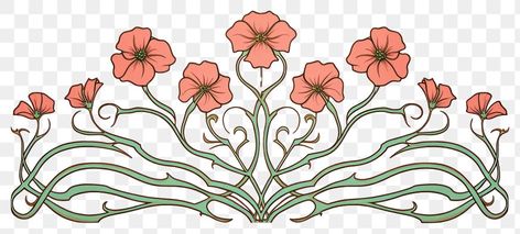 Art Nouveau Plants Illustration, Divider Png, Pansies Art, Nouveau Wallpaper, Art Nouveau Wallpaper, Nouveau Illustration, Nouveau Flowers, Blossoming Flower, Flower Line Art