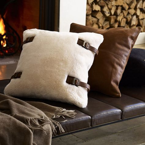 Leather Home Decor Accessories, Leather Cushions Ideas, Retail Space Design, Leather Throw Pillows, Equestrian Decor, Cushion Cover Designs, Luxury Cushions, Leather Pillow, Leather Decor