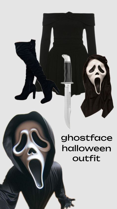 #halloween #ghostfacekiller #oufit #scream #fyp Women’s Ghost Face Costume, Scream Movie Halloween Costume, Screem Girl Halloween, Scream Make Up Halloween, Ghostface Halloween Costume Women, Girl Ghost Face Costume, Female Scream Costume, Ghostface Costume Girl, Girl Scream Costume