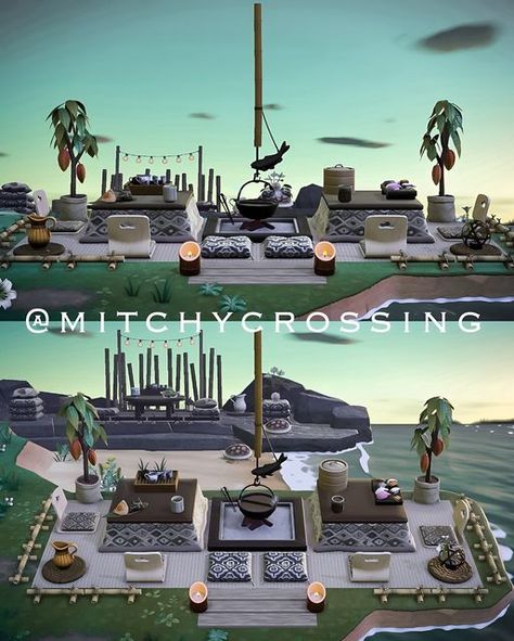 Michelle 👑 ACNH Addict on Instagram: "Hi friends! I’m back! Here’s Hikari’s peninsula where you can enjoy a private cookout dining experience. �🍣🍡🏝️  #crossmasinjuly   Codes by @/lunay.crossing 🫶🏼  #acnhbeach #acnhjapanesestyle #acnhjapan #acnhpeninsula #crossingcreations   Animal crossing ACNH Japan Japanese style beach build speedbuild new horizons nintendo mom gamer explore cozy" Japan Animal Crossing Code, Japanese Island Entrance Animal Crossing, Acnh Sushi Bar Beach, Japanese Animal Crossing Island Codes, Acnh Torii, Acnh Design Codes Japanese, Japanese Village Animal Crossing, Acnh Japanese Island Map, Tokonoma Animal Crossing