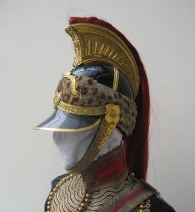 British Bengal Horse Artillery Officer Helmet (1830) Horse Helmet, Military Headgear, British Army Uniform, British Uniforms, Military Hats, British India, Military Looks, Historical Armor, Running Horse