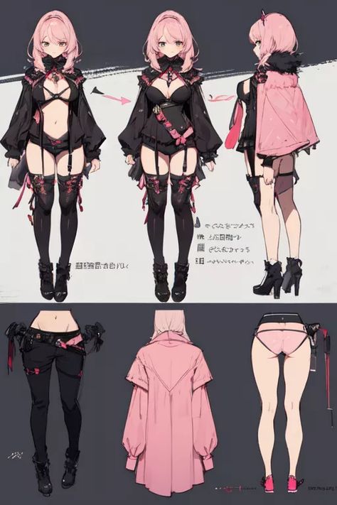 VTUBER IDEA LABS Pink Fashion Outfits, Vtuber Design, Character Turnaround, Vtuber Model, Body Shape Drawing, Art Outfits, Character Model Sheet, Clothing Design Sketches, Concept Art Character