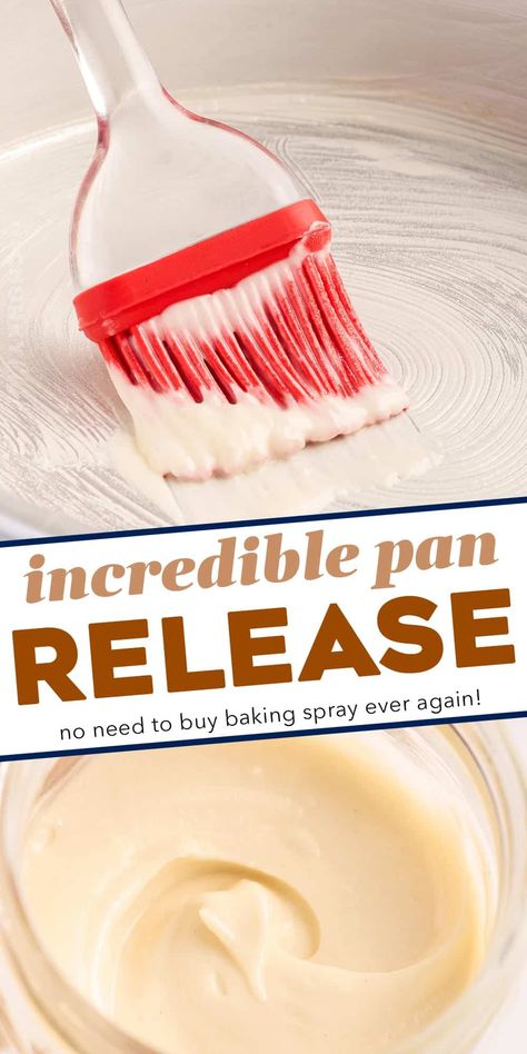 This simple and absolutely incredible pan release (aka cake goop) is made with just 3 ingredients, in 5 minutes or less, and is super affordable and budget friendly! Your cakes and baked goods will easily come out of their pans, each and every time! No need to buy baking spray ever again. Cake Goop, Cake Release, Easy Dinner Desserts, The Chunky Chef, Chunky Chef, Baking Hacks, Random Recipes, Baking Substitutes, Healthy Sandwiches