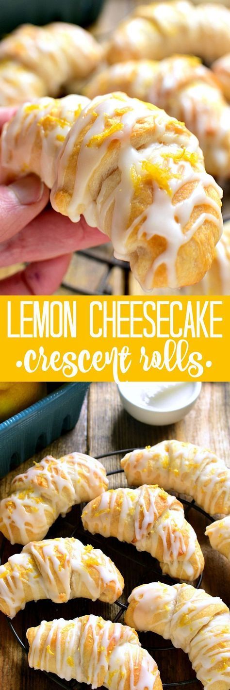 These Lemon Cheesecake Crescent Rolls are bursting with bright lemon flavor! Flaky crescent rolls filled with creamy lemon cheesecake and topped with a citrus glaze...the perfect addition to any brunch! Cheesecake Crescent Rolls, Crescent Roll Cheesecake, Weight Watcher Desserts, Crescent Recipes, Crescent Roll Recipes, Lemon Glaze, Lemon Flavor, Crescent Roll, Lemon Extract