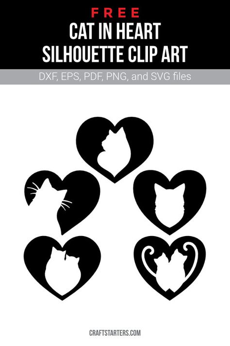 Cat Svg Free Files For Cricut, Cat Silloute, Cat Svg Free, Cat Cricut, Cat Shadow, Creative Clips Clipart, Heart Silhouette, Cricut Svg Files Free, Easy Silhouette