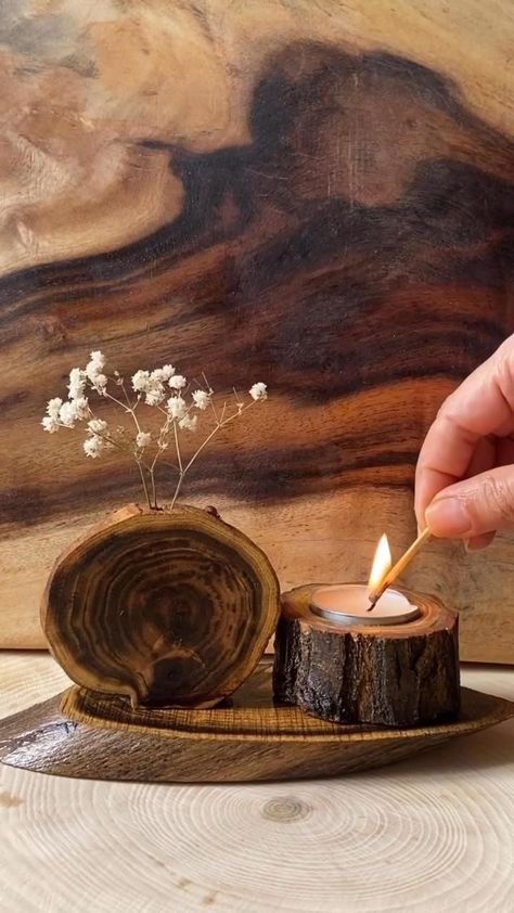 Wood Design Ideas, Wood Log Crafts, Epoxy Countertops, Driftwood Art Diy, Wood Slice Crafts, Wood Art Projects, Diy Abstract Canvas Art, Branch Decor, Driftwood Crafts