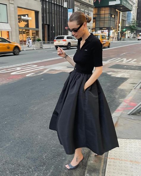 Here are some midi-skirt looks to copy: Which one is your fave? Pleat Midi Skirt Outfit, Black Balloon Skirt Outfit, Black Ruffle Skirt Outfit, Midi Pleated Skirt Outfit, Balloon Skirt Outfit, Long Pleated Skirt Outfit, Flare Skirt Outfit, Black Midi Skirt Outfit, Pleated Midi Skirt Outfit