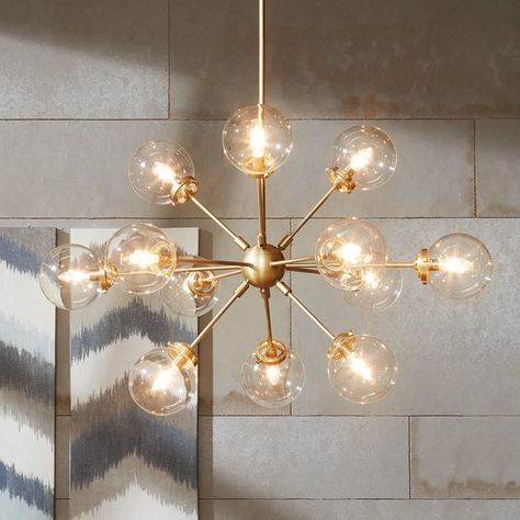 Langley Street Benites 12-Light Sputnik Chandelier & Reviews | Wayfair Antique Brass Chandelier, 3 Light Chandelier, Art Deco Chandelier, Modern Rustic Interiors, Sputnik Chandelier, Beautiful Chandelier, Gold Chandelier, Contemporary Glass, Light Bulb Types