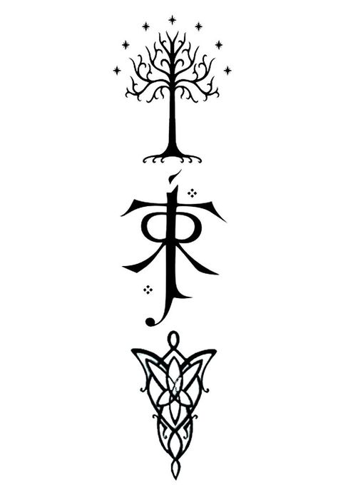 Tolkien Symbol, Tolkien Tattoo, Fandom Tattoos, Tree Of Gondor, Lotr Tattoo, Rings Tattoo, Lord Of The Rings Tattoo, Apa Format, Mla Format