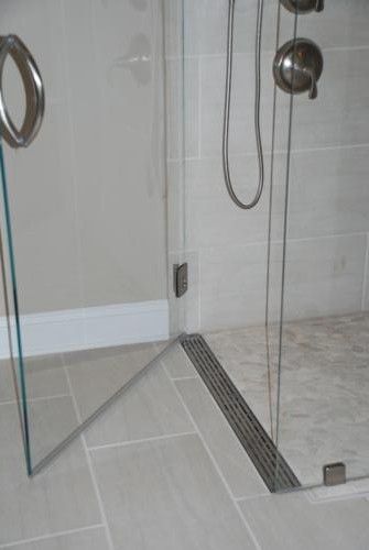 shower pan? Curbless shower with a linear drain at the door. This would be so much easier to clean! Linear Drain, Great Bathrooms, Shower Pan, Bathroom Remodel Shower, Bathroom Redo, At The Door, Bath Room, Shower Remodel, Laundry In Bathroom