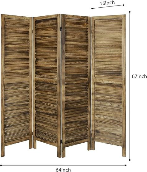 Amazon.com - ECOMEX Room Divider 4 Panel with Louvered Design, 5.6ft Tall Wood Partition Room Dividers and Folding Privacy Screens, Freestanding Room Separators Divider Wall Fully Assembled, Brown Folding Room Divider Privacy Screens, Ceiling Mounted Room Divider, Wall Divider Ideas, Pet Rooms, Room Divider Folding, Folding Privacy Screen, Wood Partition, Folding Screen Room Divider, Folding Room Divider