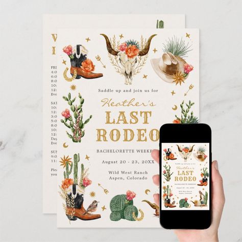 Wild West Bachelorette Party, Cowboy Bachelorette Party, Bachelorette Last Rodeo, The Last Rodeo, Desert Adventure, Last Rodeo, Themed Bachelorette, Bachelorette Themes, Bachelorette Party Invitations