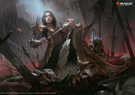 ArtStation - MTG: Marchesa, Resolute Monarch Mtg Vampire, Painting School, Mtg Art, Shorter Hair, Vampire Art, Female Knight, Image Painting, Vampire Knight, Matte Painting